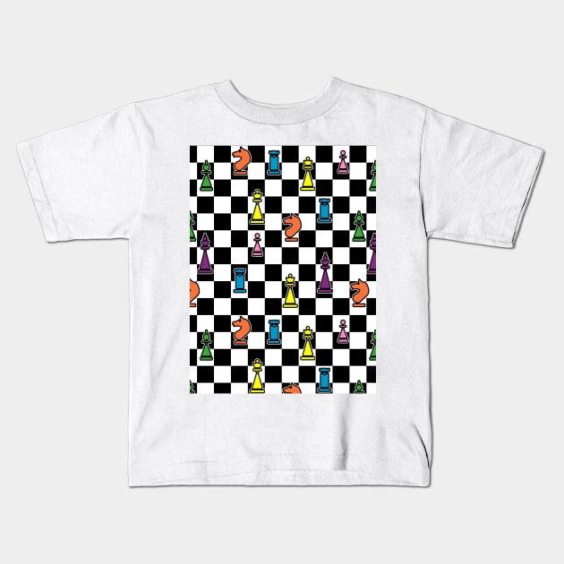 Colorful Chess Kids T-Shirt by okpinsArtDesign